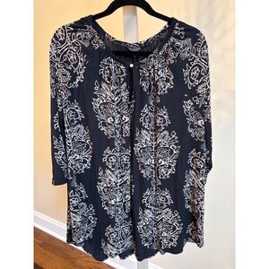 Lucky Brand Black Boho Top Size 3X